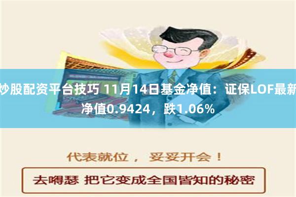 炒股配资平台技巧 11月14日基金净值：证保LOF最新净值0.9424，跌1.06%