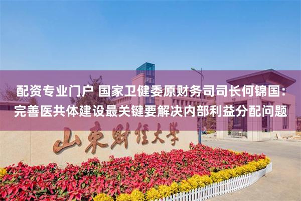 配资专业门户 国家卫健委原财务司司长何锦国：完善医共体建设最关键要解决内部利益分配问题