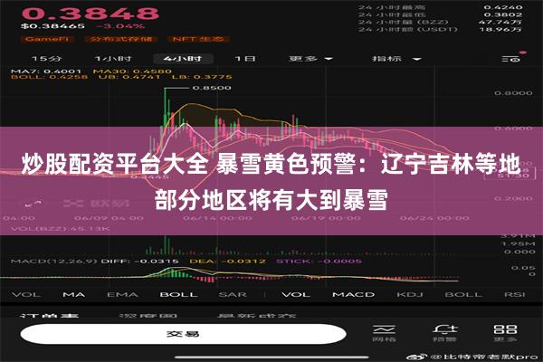 炒股配资平台大全 暴雪黄色预警：辽宁吉林等地部分地区将有大到暴雪